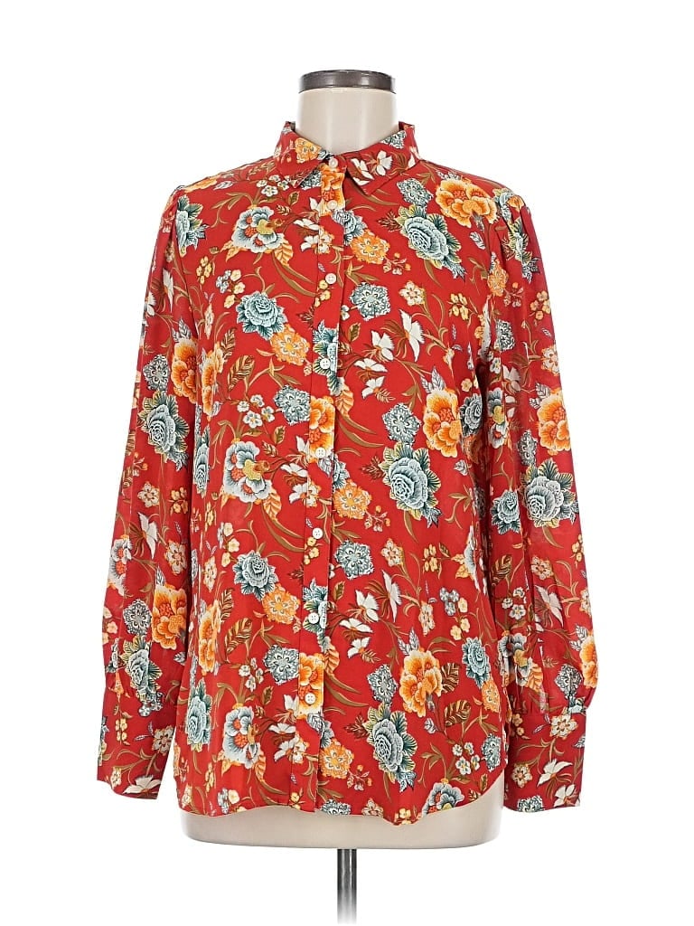 Pre-owned Ann Taylor Loft Long Sleeve Blouse In Red