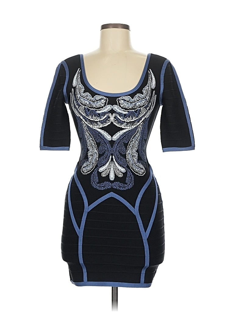 Pre-owned Herve Leger Cocktail Dress In Blue