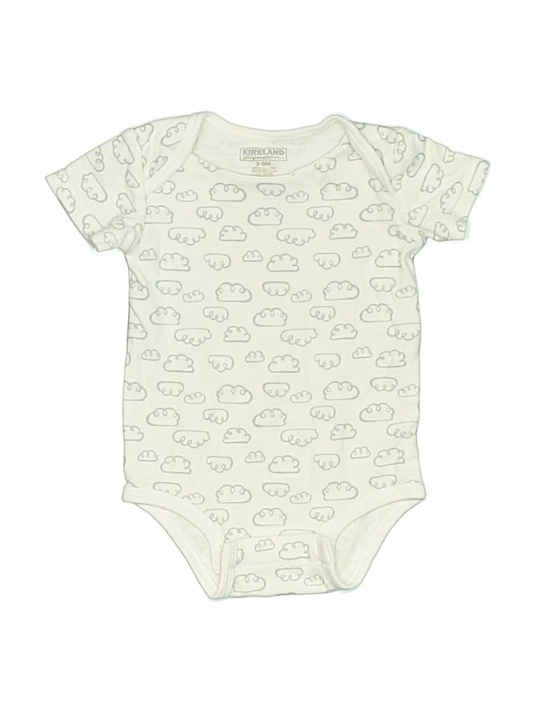 Pre-owned Kirkland Signature Babies' Short Sleeve Onesie In White