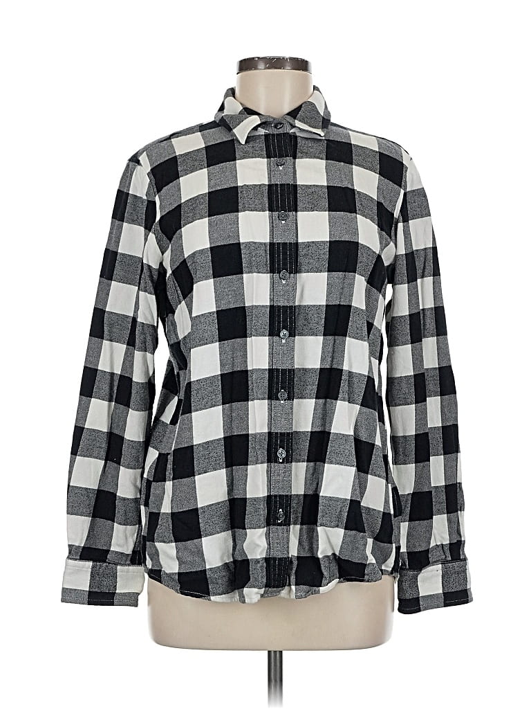 Pre-owned Lands' End Long Sleeve Button Down Shirt In Gray