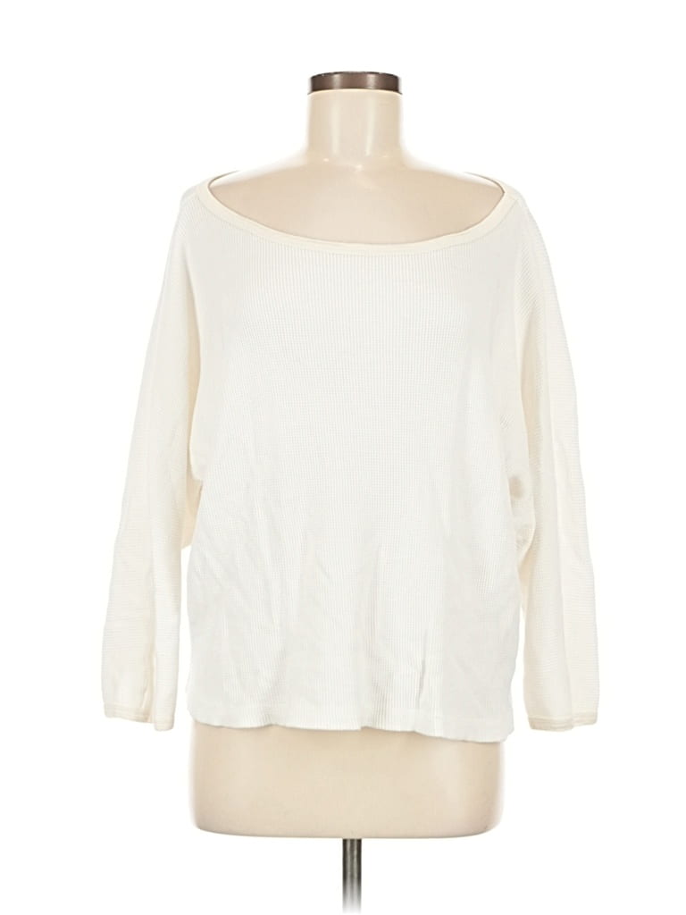 Pre-owned Current Elliott Long Sleeve Top Ivory Boatneck Tops In White