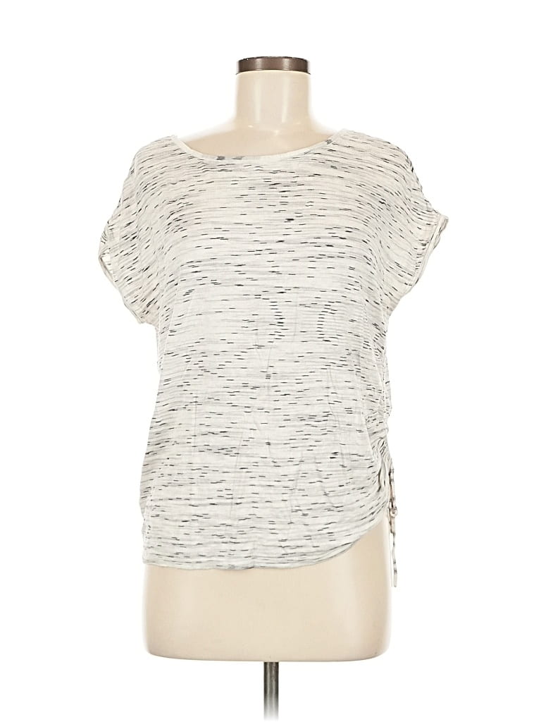 NIC + ZOE Pre-owned Short Sleeve Top Gray One Shoulder Neckline Tops