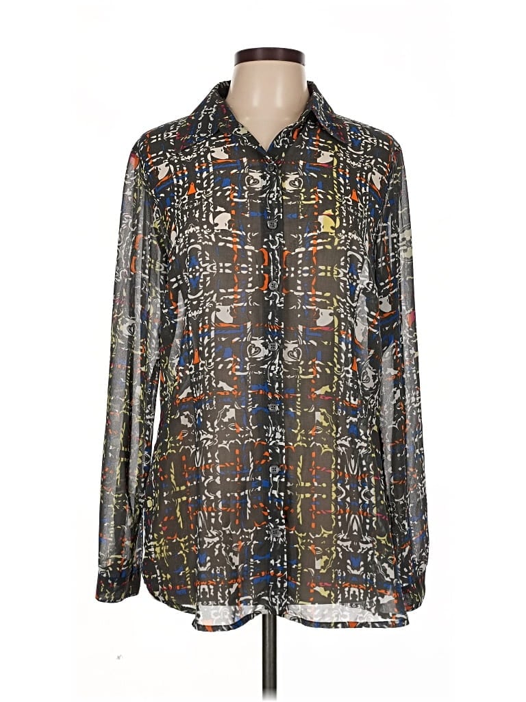 CABI Pre-owned Long Sleeve Blouse In Silver