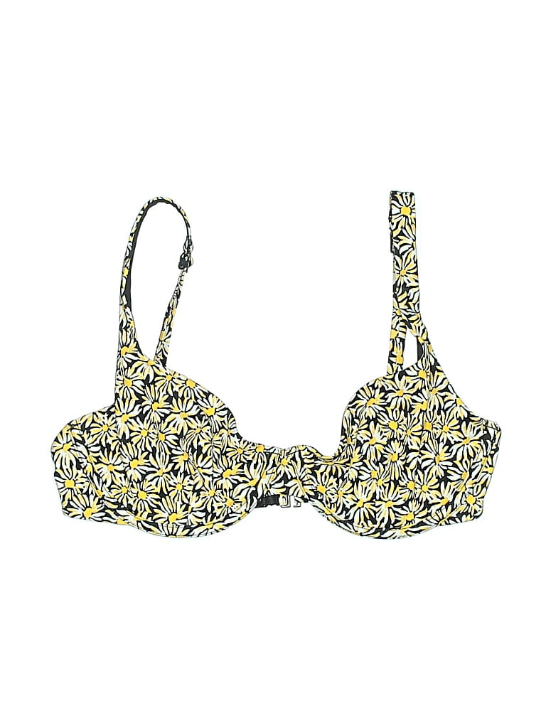 Pre-owned Cuup Swimsuit Top Yellow Print Pattern Swimwear