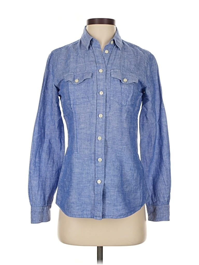 Pre-owned Banana Republic Long Sleeve Button Down Shirt In Blue