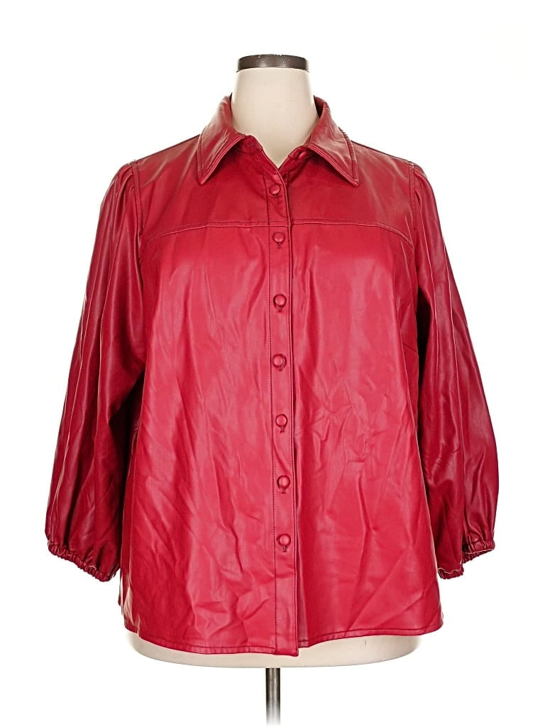 Pre-owned Avec Les Filles Faux Leather Jacket In Red