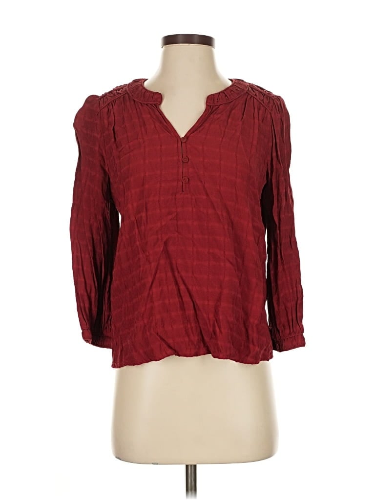 Pre-owned Ann Taylor Loft 3/4 Sleeve Blouse In Burgundy