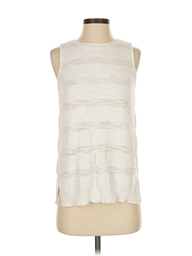 Pre-owned Lou & Grey Sleeveless Top Ivory Boatneck Tops In White