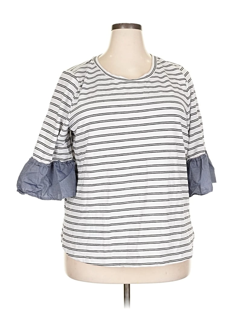 Pre-owned Lane Bryant 3/4 Sleeve T-shirt In Gray