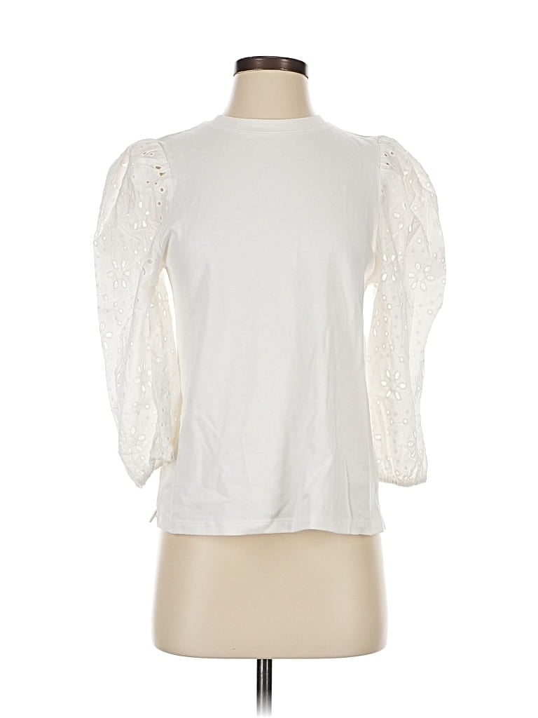 Pre-owned A New Day 3/4 Sleeve Top White Mock Neckline Tops