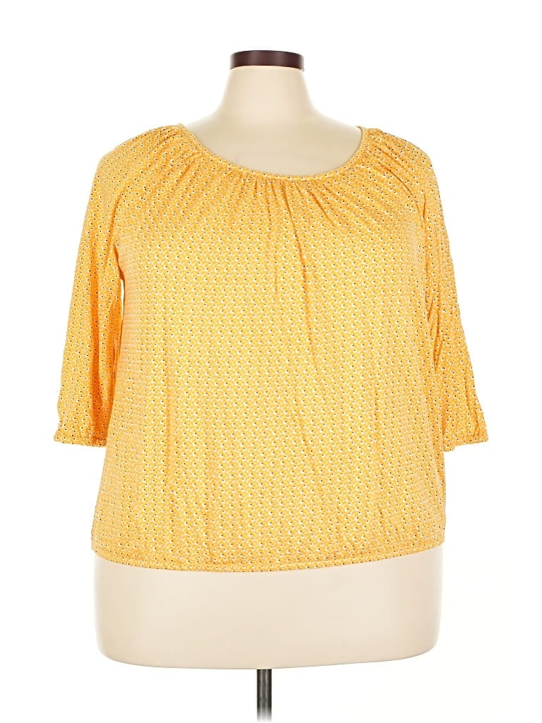Pre-owned Michael Michael Kors 3/4 Sleeve T-shirt In Yellow