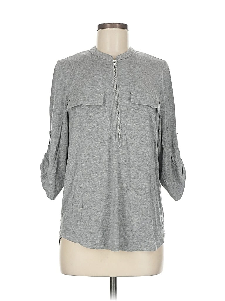 Pre-owned Calvin Klein 3/4 Sleeve Blouse In Gray