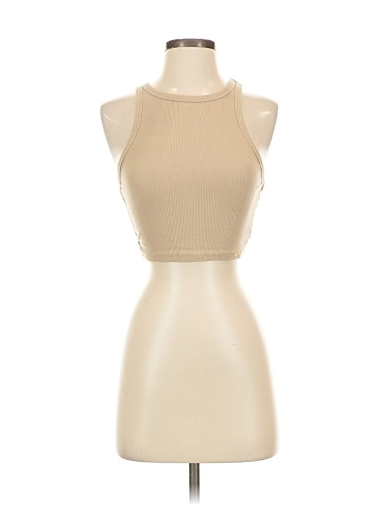 Click to view more detailed imagery on our partner's website Pre-owned Zara Tank Top Tan Halter Neckline Tops In Brown