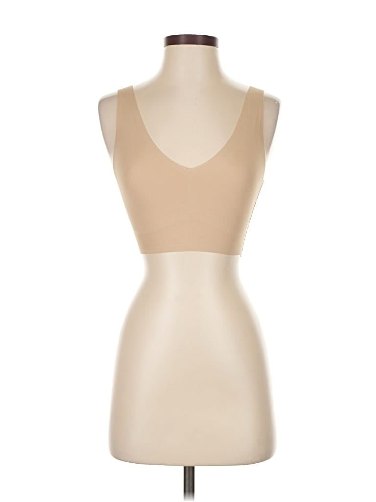 Pre-owned Calvin Klein Tank Top Tan Strapless Neckline Tops In Brown