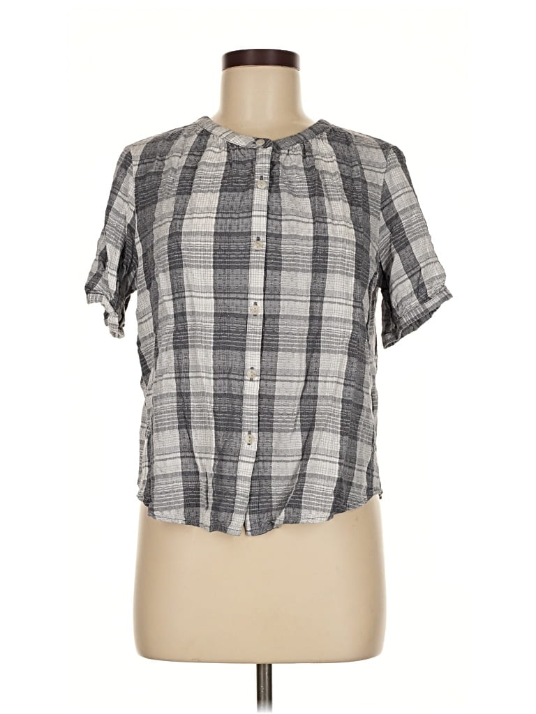 Pre-owned Universal Thread Short Sleeve Blouse In Gray