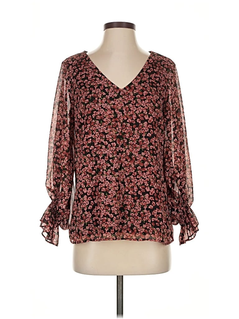 Pre-owned 1.state 3/4 Sleeve Blouse In Brown
