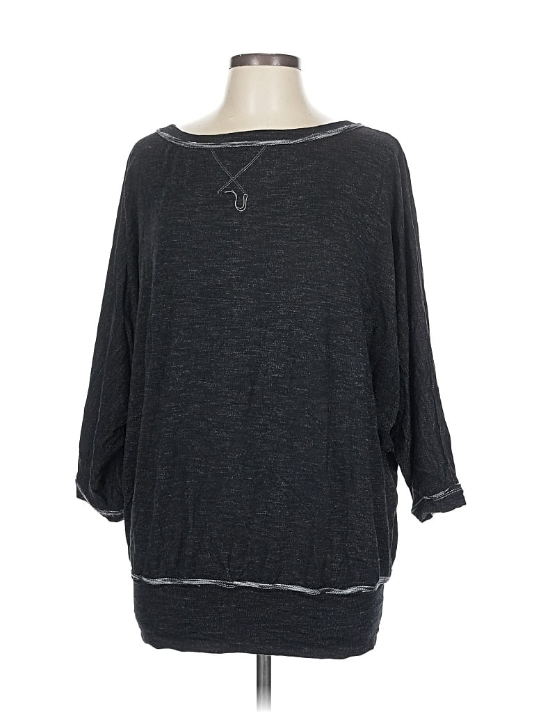 Pre-owned Max Studio 3/4 Sleeve Top Gray Boatneck Tops