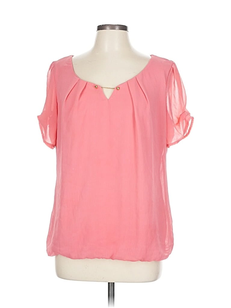 Pre-owned Sara Michelle Short Sleeve Blouse In Pink