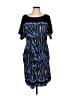 BCBGMAXAZRIA Print Blue Casual Dress Size L - photo 1