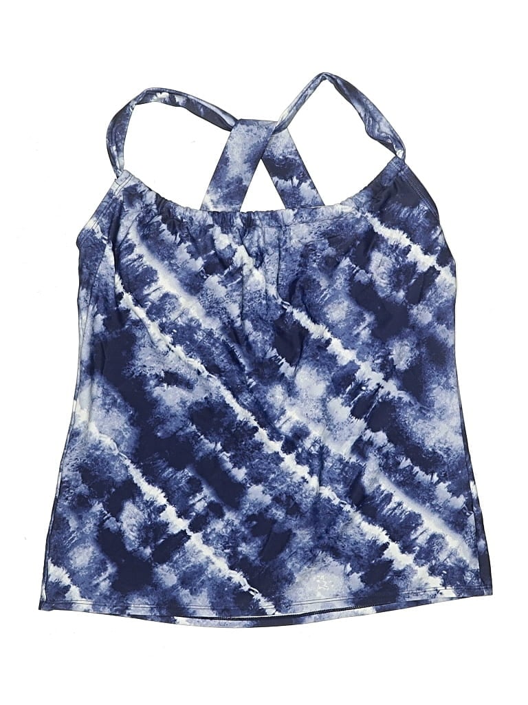 Pre-owned Kona Sol Swimsuit Top Blue Tie-dye Pattern Swimwear