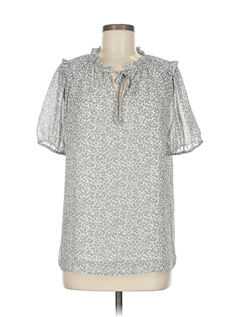 Pre-owned Pleione Short Sleeve Blouse In Gray