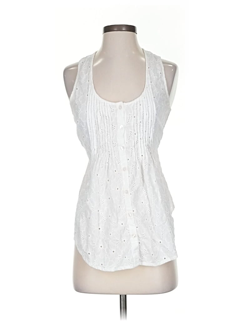 Pre-owned American Rag Cie Sleeveless Blouse In White