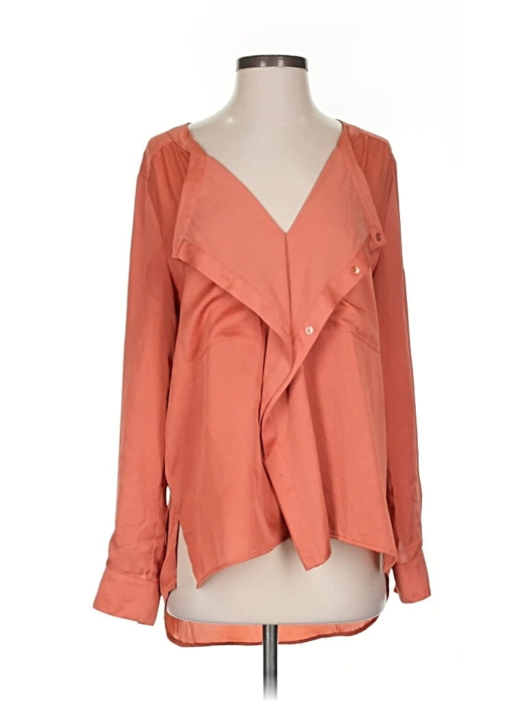 Pre-owned Bcbgmaxazria Long Sleeve Blouse In Orange