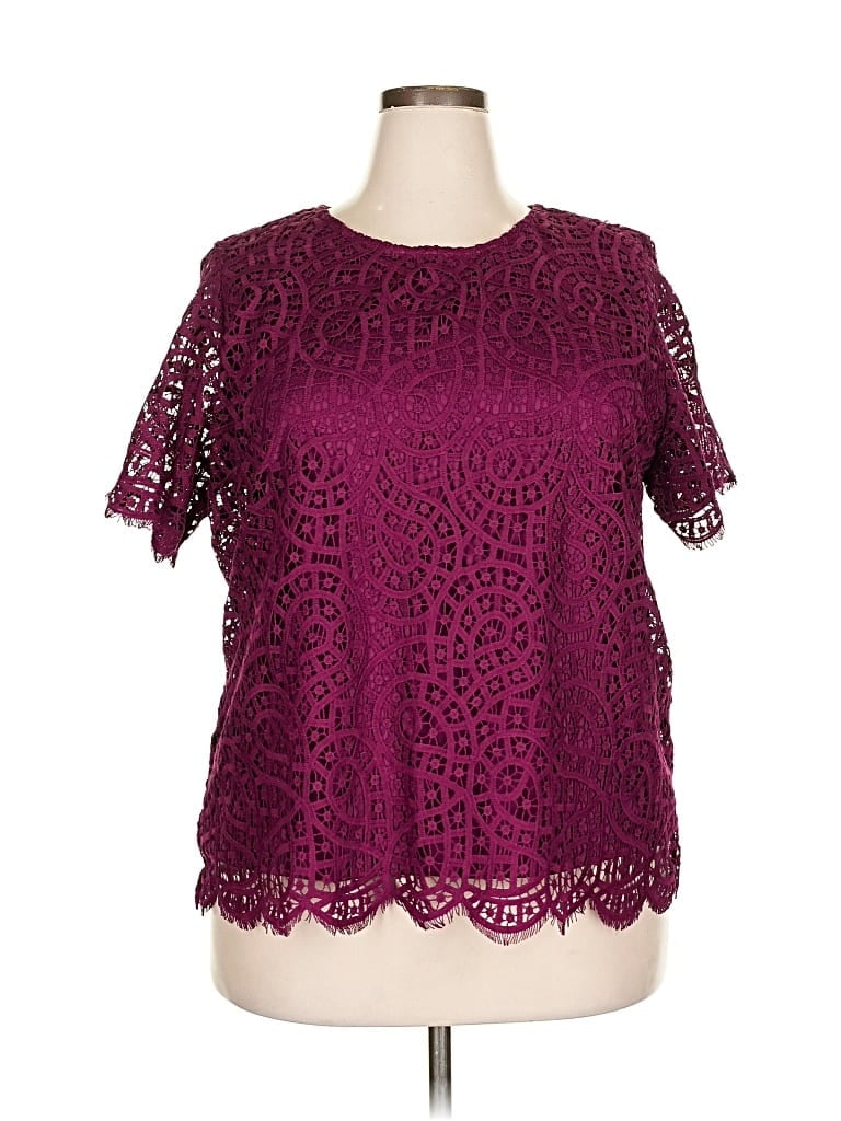 PHILOSOPHY REPUBLIC CLOTHING Pre-owned Short Sleeve Blouse In Burgundy