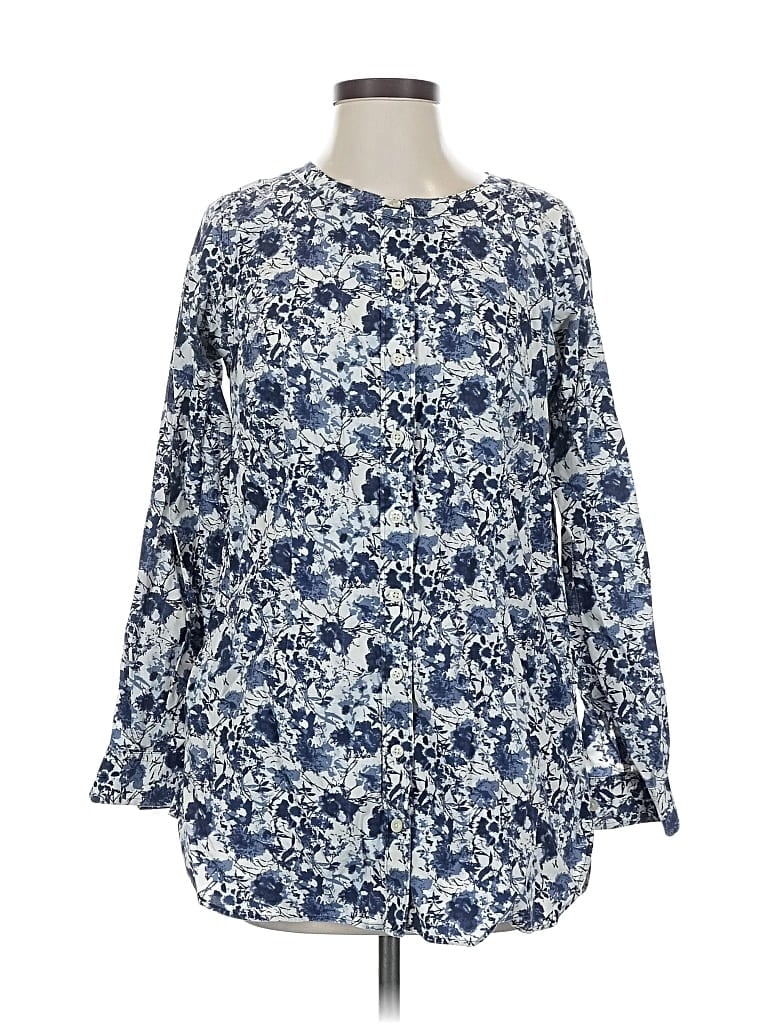 Pre-owned Duluth Trading Co. 3/4 Sleeve Blouse In Blue