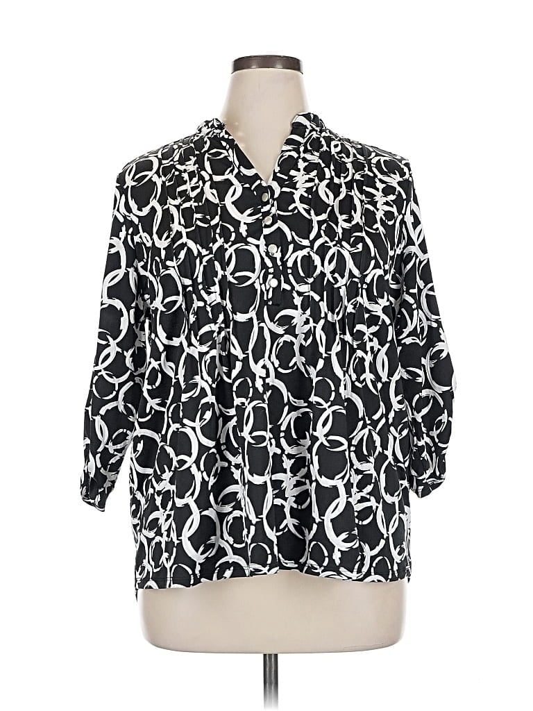 Click to view more detailed imagery on our partner's website Pre-owned Ny Collection 3/4 Sleeve Blouse In Black