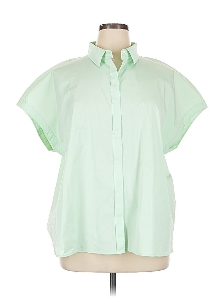 Pre-owned Ming Wang Short Sleeve Blouse In Green
