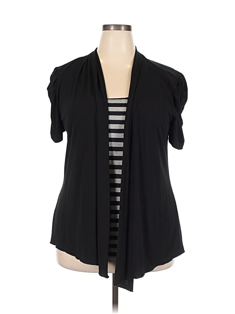 Pre-owned Double Take Short Sleeve Blouse In Black