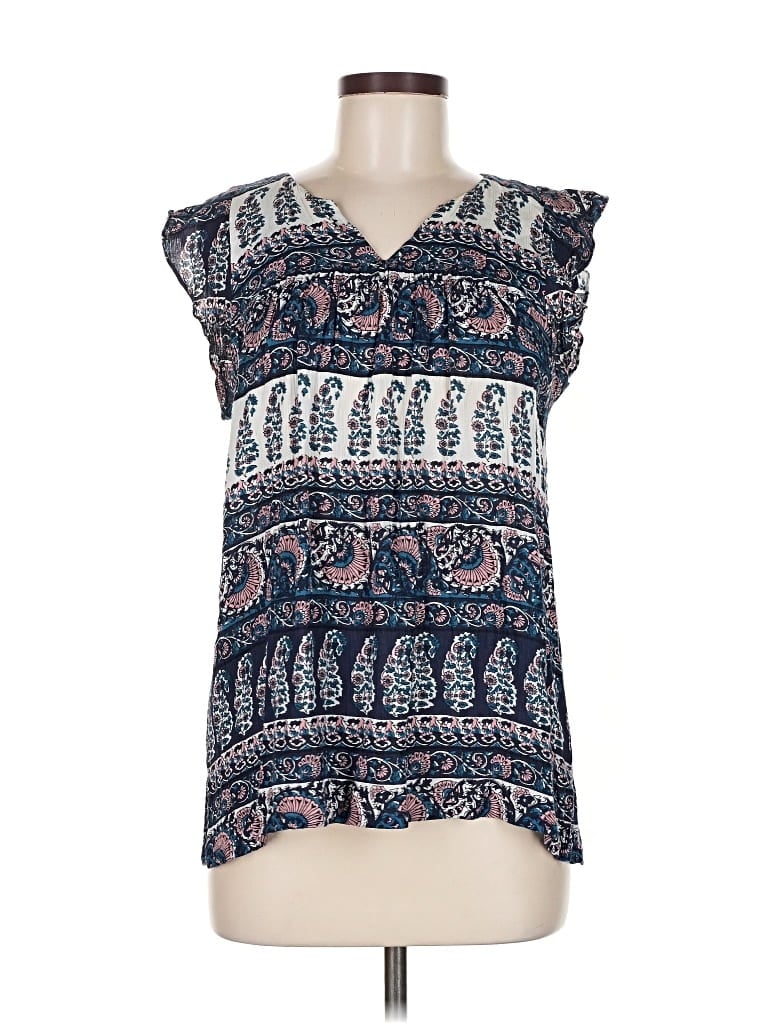 Pre-owned Ann Taylor Loft Sleeveless Blouse In Blue