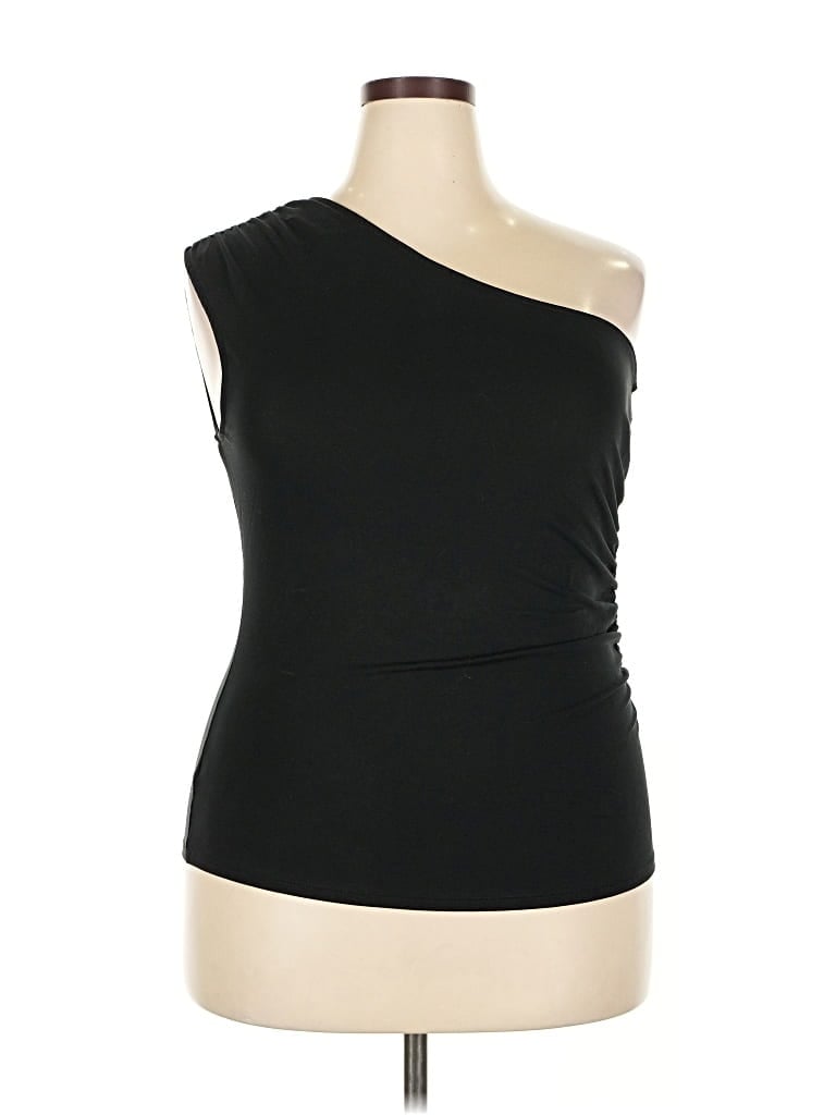 A NEW DAY Pre-owned Sleeveless Top Black One Shoulder Neckline Tops