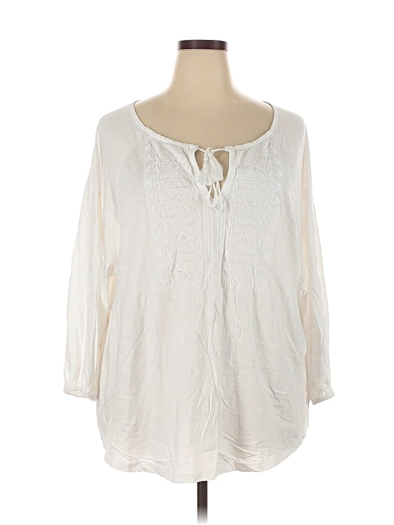Pre-owned Lucky Brand 3/4 Sleeve Blouse In White