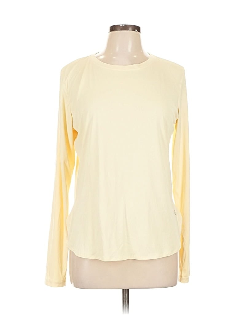 Pre-owned G Gradual Long Sleeve Top Yellow Crew Neck Tops