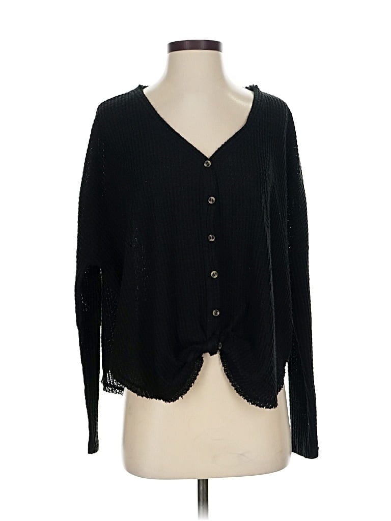 Pre-owned Out From Under Long Sleeve Henley Shirt In Black