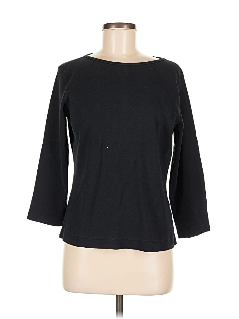 Pre-owned Lands' End 3/4 Sleeve T-shirt In Black