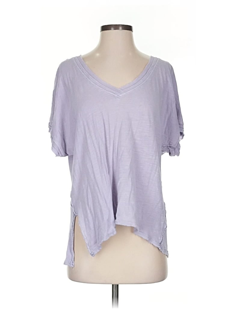 Pre-owned We The Free Short Sleeve Top Purple V Neck Tops