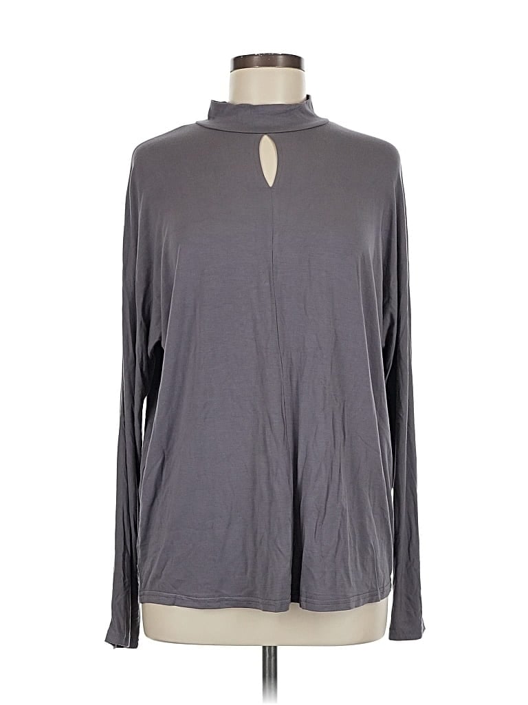LAURIE FELT Pre-owned Long Sleeve Top Gray Keyhole Neckline Tops