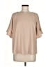 La Miel 100% Polyester Tan Short Sleeve Blouse Size M - photo 1