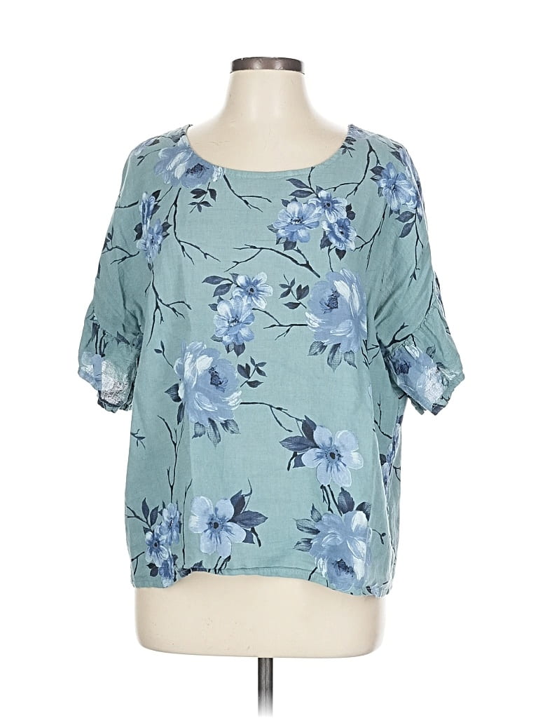 Pre-owned Elena Baldi Short Sleeve Blouse In Blue