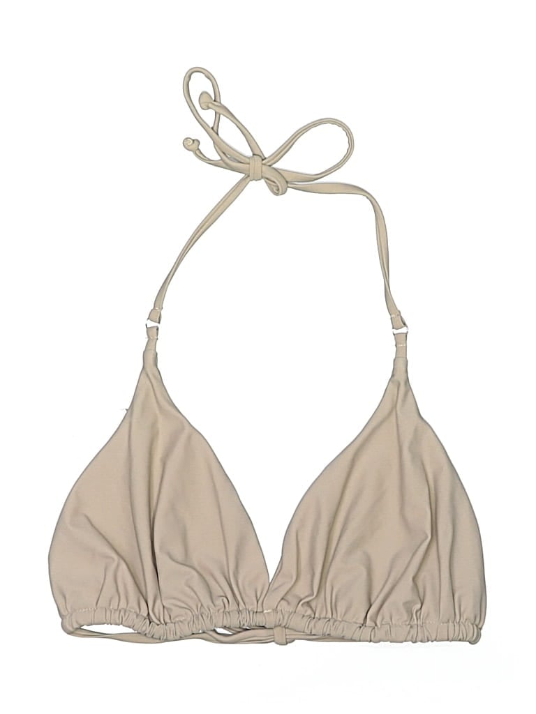 Pre-owned Unbranded Swimsuit Top Tan Solid Pattern Swimwear In Brown