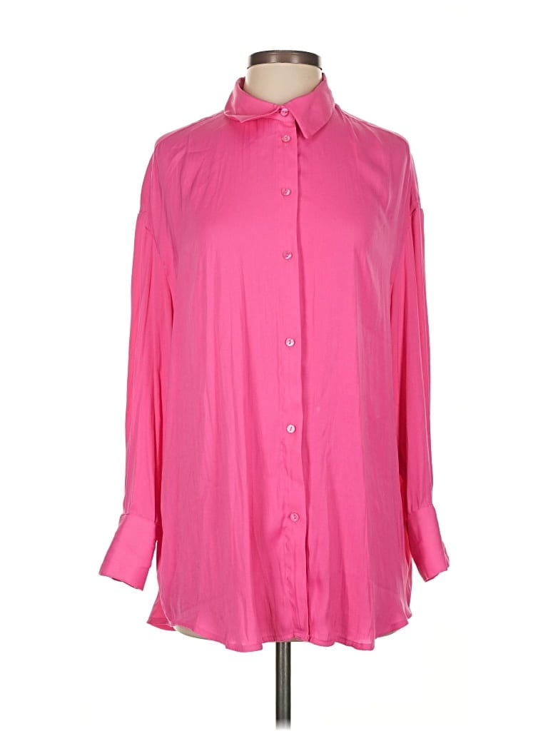 Pre-owned Mng Long Sleeve Blouse In Pink