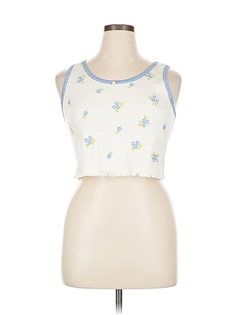 Pre-owned Messy Bun Just Chillin Tank Top White Halter Neckline Tops