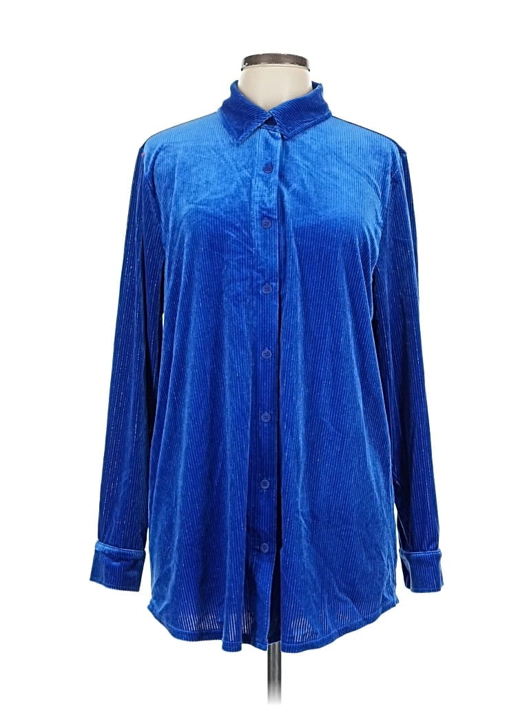 Pre-owned Soft Surroundings Long Sleeve Blouse In Blue
