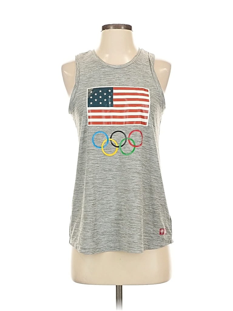 Pre-owned Team Apparel Tank Top Silver Halter Neckline Tops