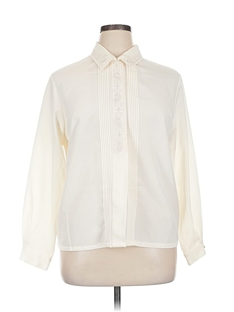 Pre-owned Koret Long Sleeve Blouse In White