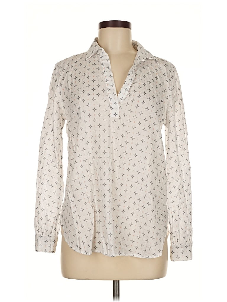 Pre-owned Ann Taylor Loft Outlet Long Sleeve Blouse In White