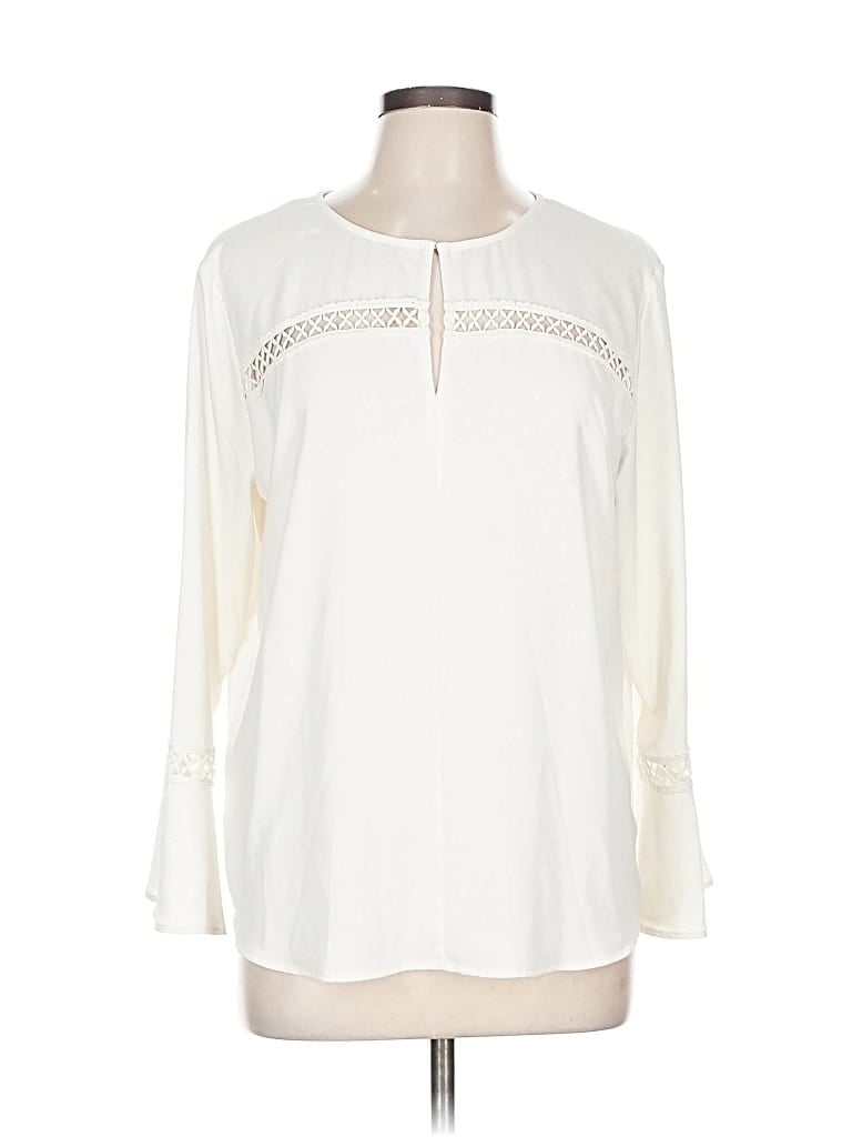 Pre-owned Ann Taylor Long Sleeve Blouse In White